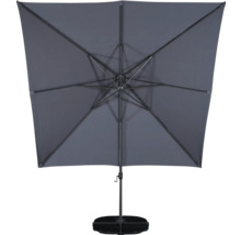 Fyrkantigt parasoll med stativ underifrån