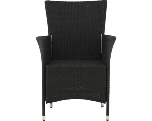 Matstol VENTURE HOME Knick svart Trädgårdsstol i rotting med armstöd