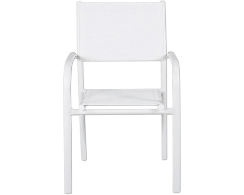 Matstol VENTURE HOME Santorini vit Vit trädgårdsstol med armstöd och tygklädsel