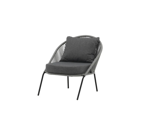 Trädgårdsfåtölj med dyna och metallben