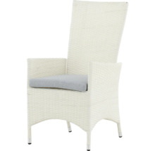 Trädgårdsfåtölj i rotting med armstöd och sittdyna