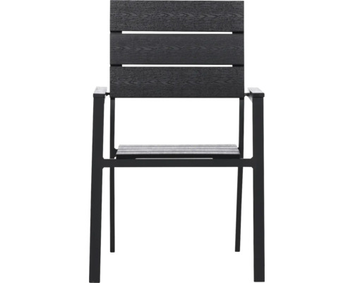 Matstol VENTURE HOME Levels svart Trädgårdsstol med armstöd och träutseende