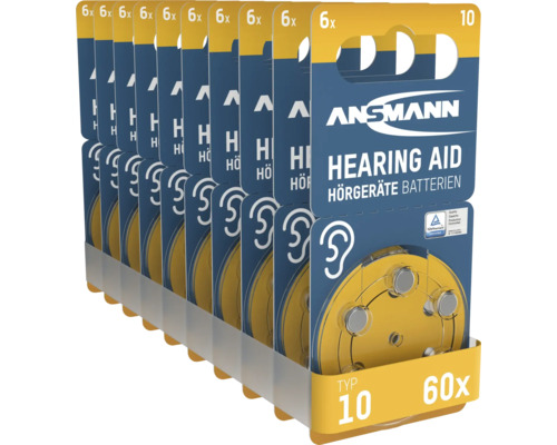Ansmann hörapparatsbatterier typ 10, 60 stycken