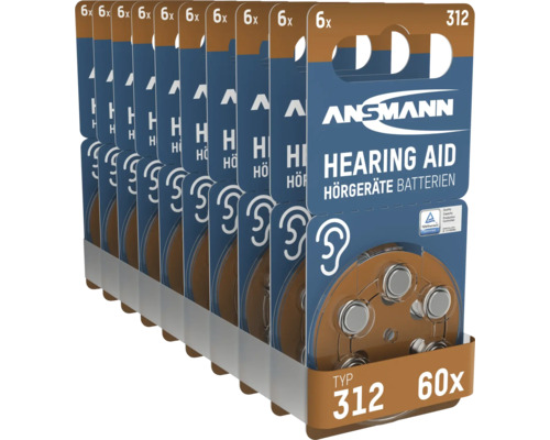 Ansmann hörbatterier typ 312, 60 stycken