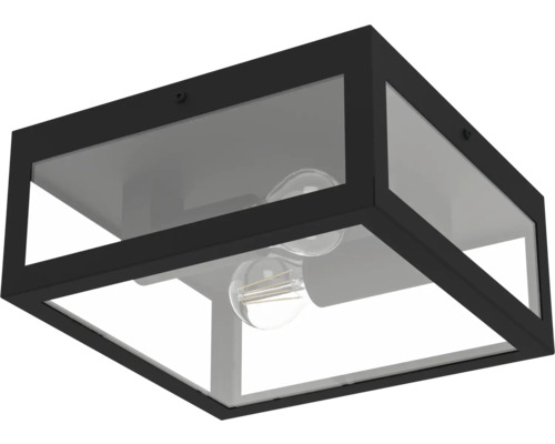 Fyrkantig taklampa med glasskärm och ljuskälla