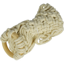 Makramé-växtupphängning i bomull med träring