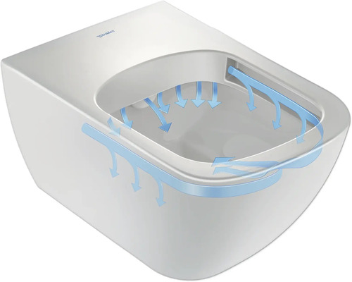 Vägghängd toalett med djup spoling och vattenledningssystem