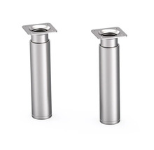 Två runda möbelben av metall med monteringsplatta