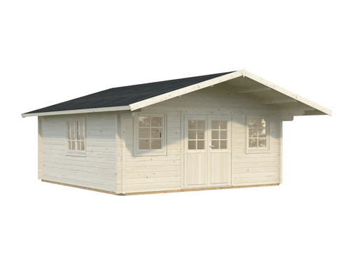 Trädgårdshus med fönster och dubbeldörr