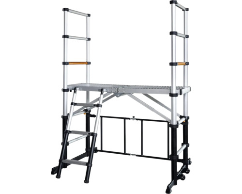 Rullställning i aluminium med stege och skyddsräcke