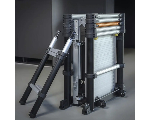 Hopfälld multifunktionell aluminiumstege med hjul