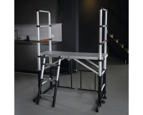 Rullställning i aluminium med stege för inomhusbruk