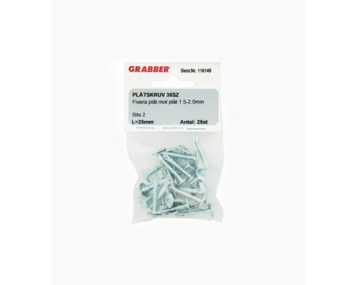 Grabber plåtskruv 35SZ, 25 millimeter längd, 25 stycken