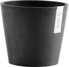 Rund Ecopots blomkruka tillverkad av återvunnen plast i svart.