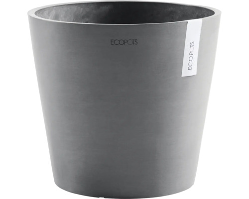 Rund ECOPOTS blomkruka av återvunnen plast i färgen antracit.