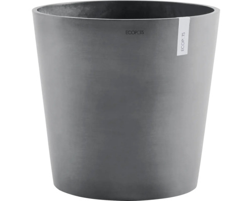 Grå rund kruka från ECOPOTS med matt yta.