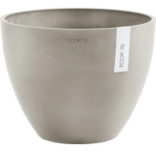 Rund blomkruka från ECOPOTS tillverkad av återvunnen plast med matt yta.
