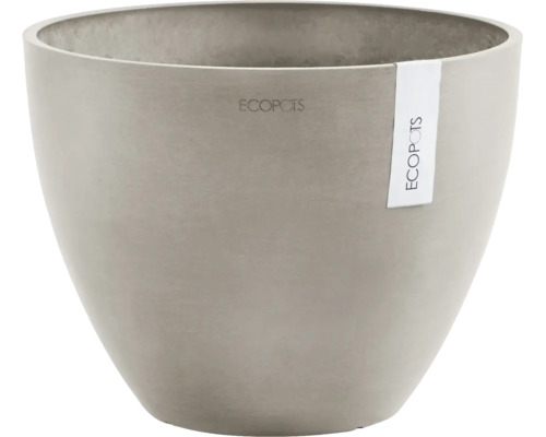 Rund blomkruka från ECOPOTS tillverkad av återvunnen plast med matt yta.