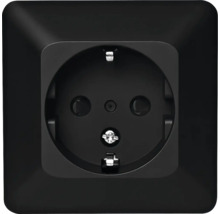 Svart jordat vägguttag för väggmontage