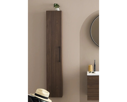 Högskåp NORO Multi valnöt matt 29,5x165cm Högt badrumsskåp med dörr och handtag