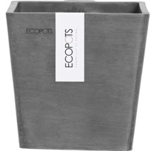 Kvadratisk blomkruka av återvunnen plast med Ecopots Logo.