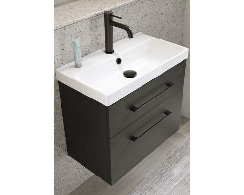 Tvättställsskåp med två lådor, handfat och armatur