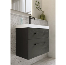 Tvättställsskåp med två lådor och tvättställ på bänken i badrummet