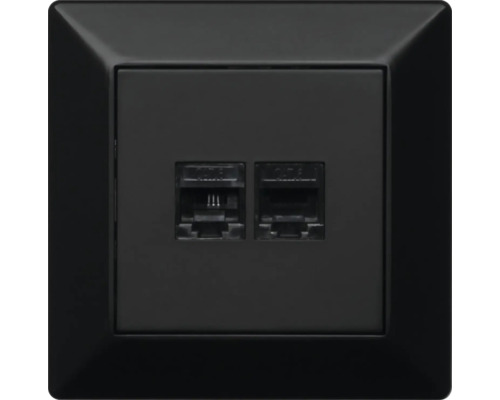 Svart datauttag med två anslutningar