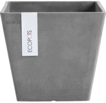 Rektangulärt planteringskärl från ECOPOTS av återvunnen plast med grå texturerad yta.