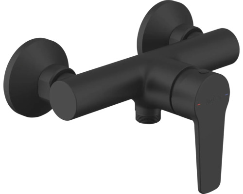 Svart ettgreppsblandare för väggmontage