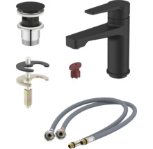 Blandare, avloppssats, monteringsverktyg och flexibla anslutningsslangar för ett tvättställ