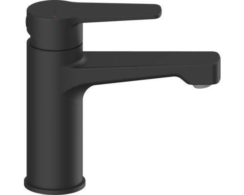 Svart tvättställsblandare med ettgreppsblandare