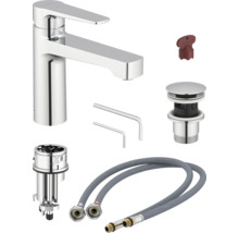 Tvättställsblandare med monteringstillbehör och anslutningsslangar