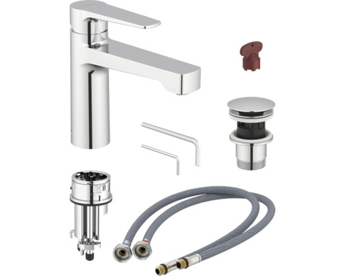 Tvättställsblandare med monteringstillbehör och anslutningsslangar