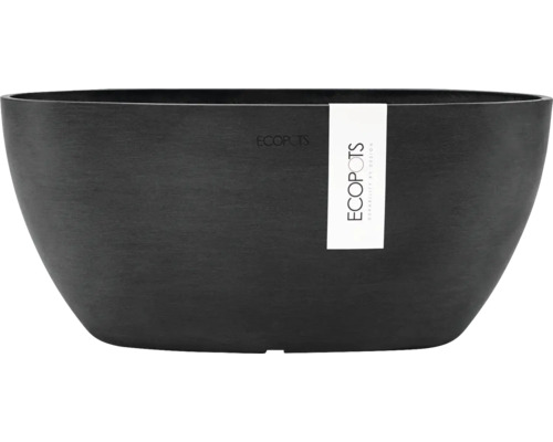 Oval Ecopots kruka av återvunnen plast med mörk stenlook.