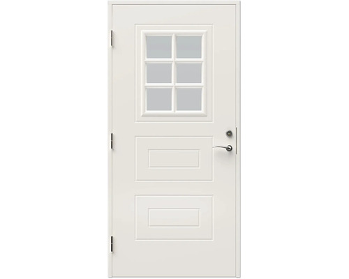 Vit ytterdörr med glasinsats