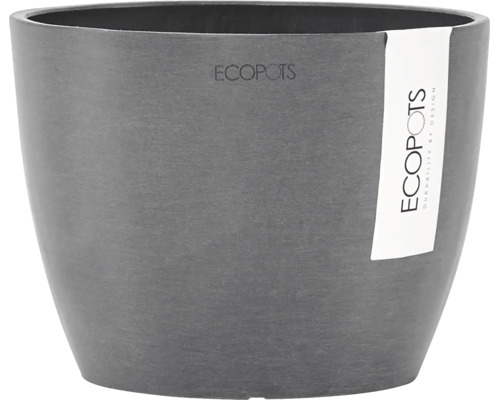Ecopots rund blomkruka av återvunnen plast med en yta i stenlook.