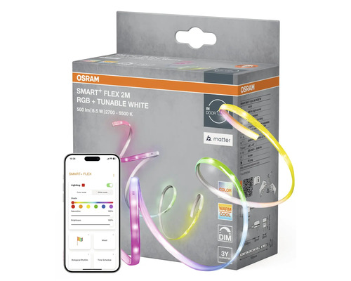 Osram Smart Flex 2 meter LED-remsa med förpackning och smartphone-app