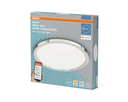 Förpackning för en Osram Smart+ Orbis Disc taklampa med en diameter på 300 mm
