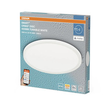 Förpackning för Osram Smart+ Orbis Disc taklampa med en diameter på 400 millimeter och justerbar färgtemperatur