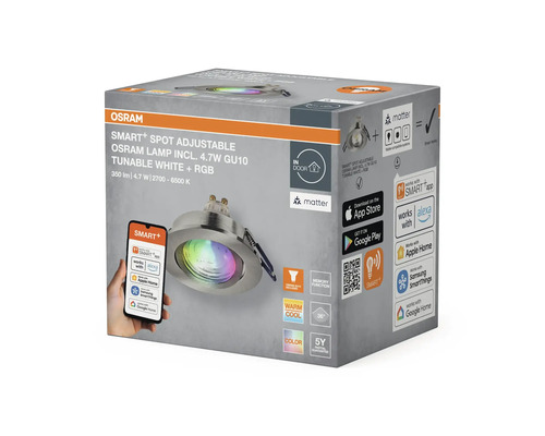Förpackning för Osram Smart+ Spot Adjustable lampa inklusive 4,7 watt GU10