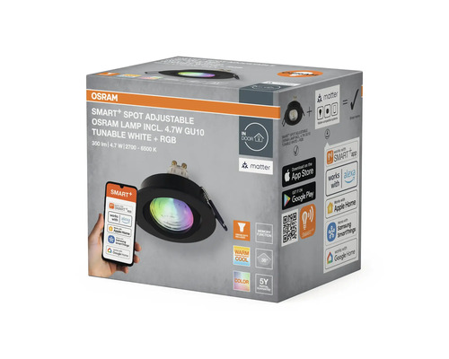 Osram Smart plus Spot Adjustable lampa inklusive 4,7 watt GU10 Tunable White plus RGB i förpackning