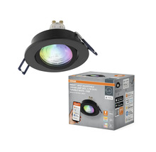 Osram Smart+ Spot Adjustable med 4,7 watts GU10-lampa och justerbart vitt plus RGB, inklusive förpackning.