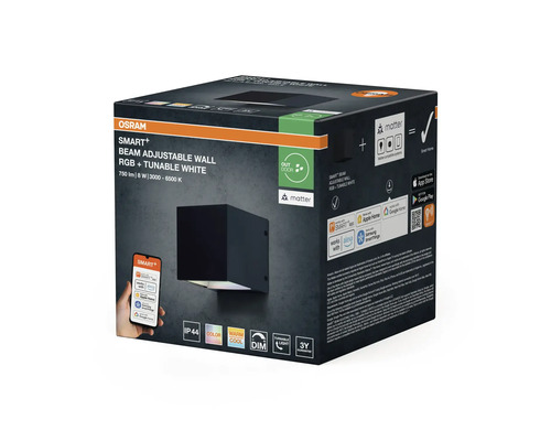 Osram Smart Plus justerbara vägglampa med RGB och justerbart vitt i produktförpackningen