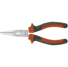 Plattång med långa, avsmalnande käftar och isolerade handtag