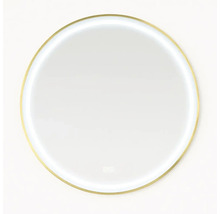 Rund spegel med LED-belysning och guldram