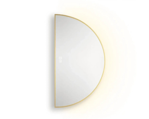 Halvcirkelformad spegel med belysning