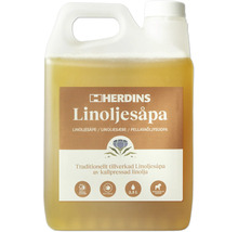 Herdins linoljesåpa i en plastflaska med handtag
