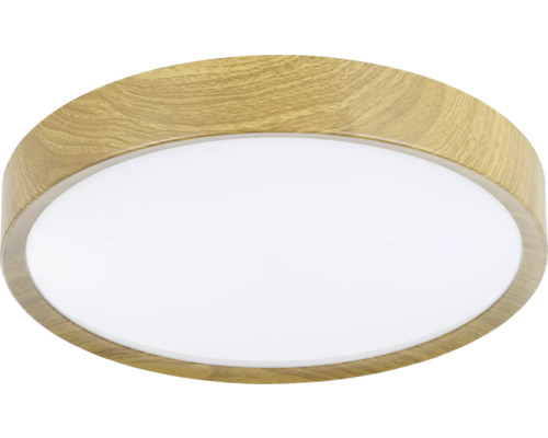 Rund taklampa med träutseende