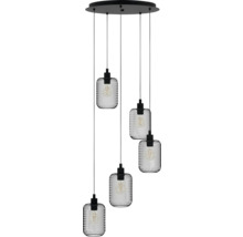 Pendellampa med fem lampor och trådskärmar